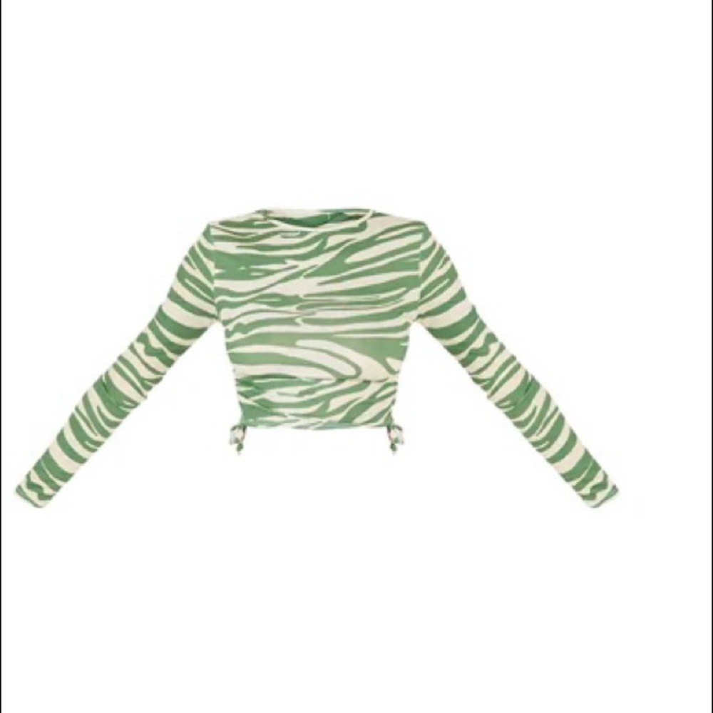 Zebra print long sleeve crop top